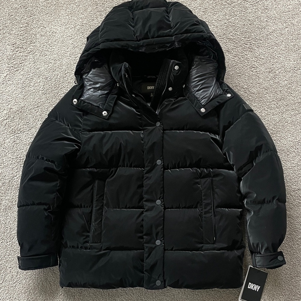 DKNY Black Quilted Puffer Jacket